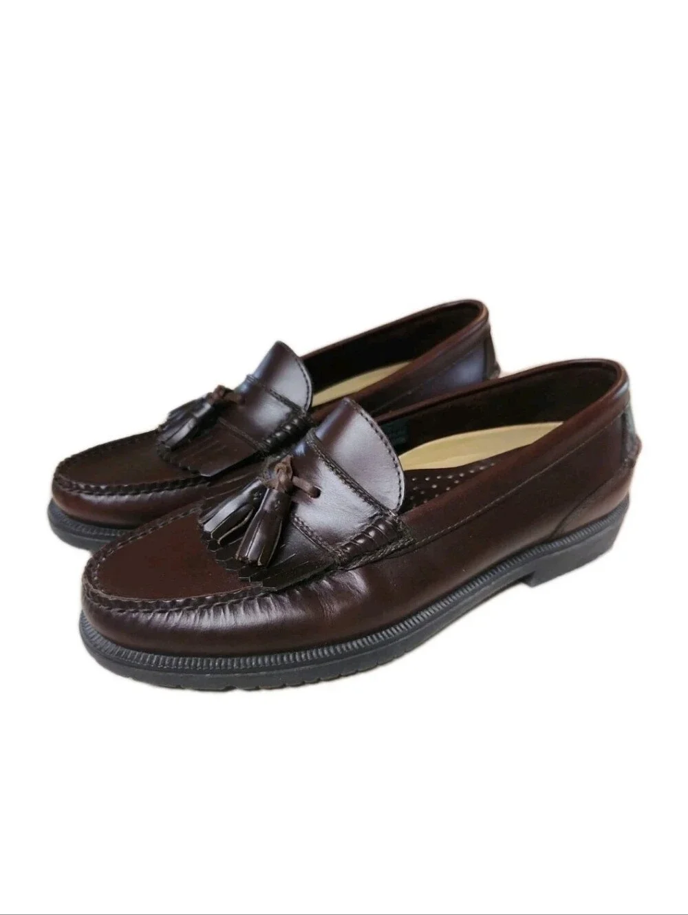 Vintage French Shriner Men's Size 11M Brown Leather Kiltie Tassel Loafer 90's